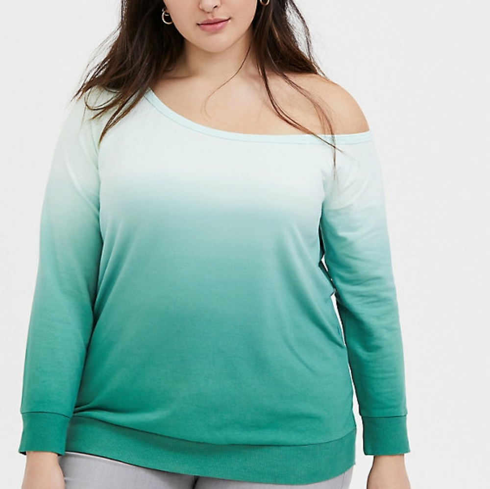 YOGA- GYM-PILATES-Torrid Dip Dye Off Shoulder Sweatshirt size 5x Plus Size